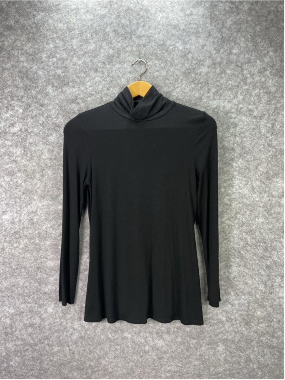 Boston Proper Blouse Womens Large Black Turtleneck Long Sleeve Stretch Knit Top